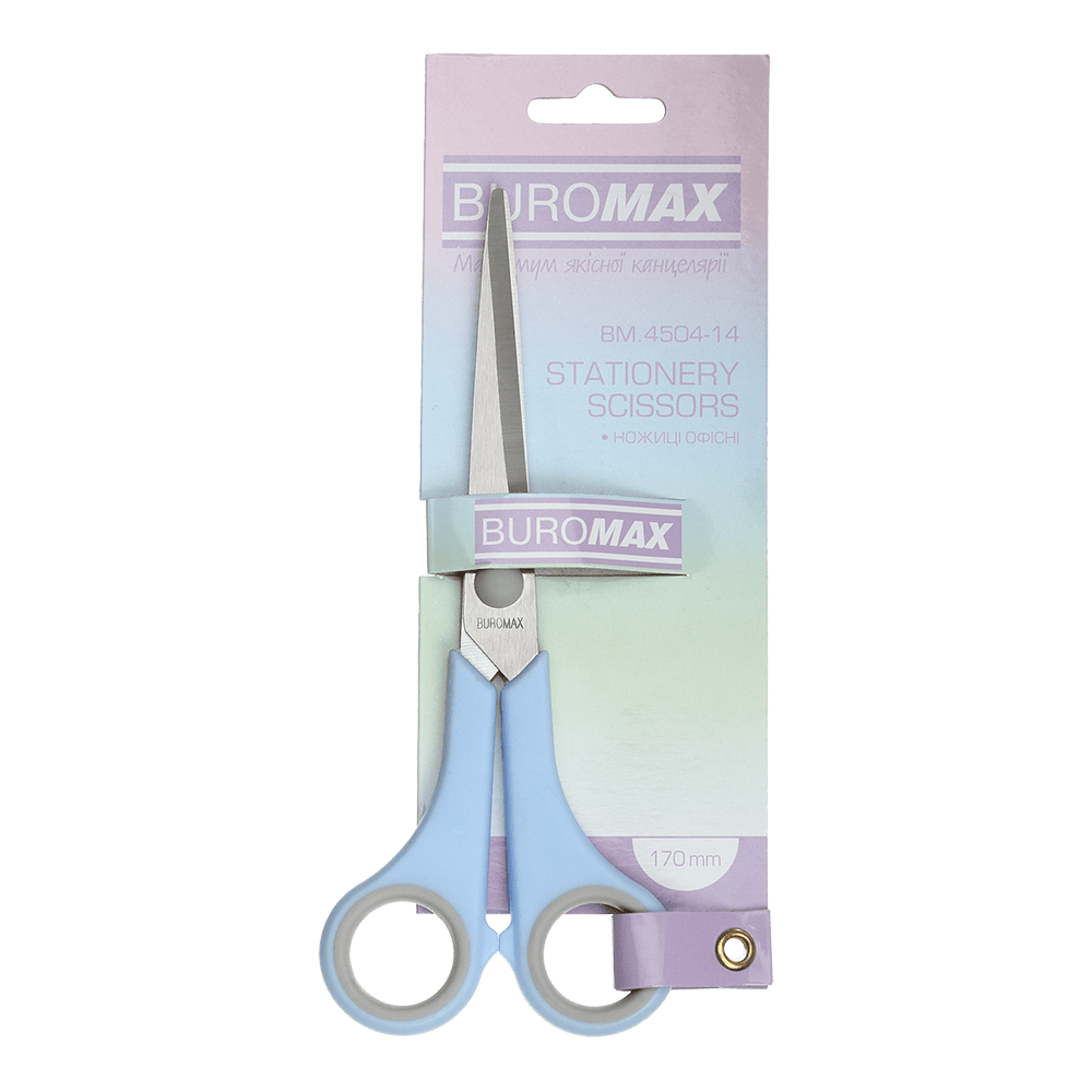 Ножиці PASTEL, руч. з гумов. вставками, 170мм BM.4504-14 BUROMAX